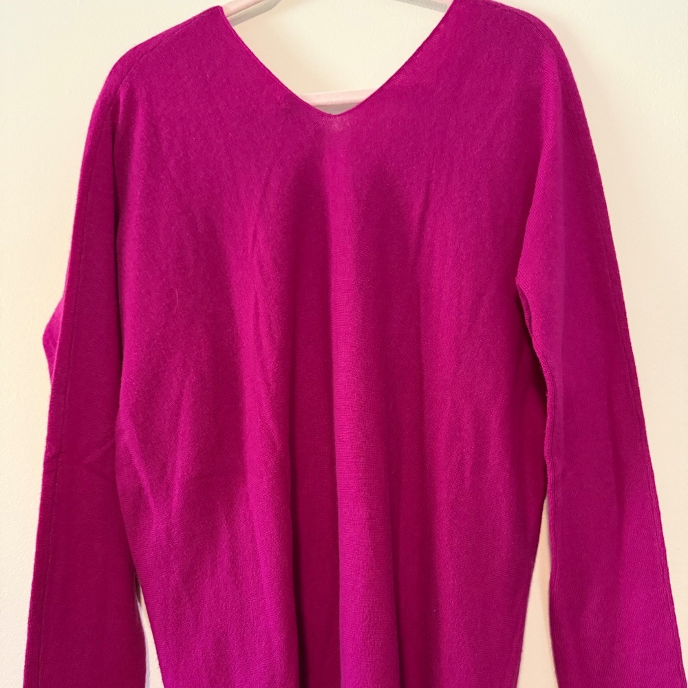 Vince Cashmere Double V-Neck Sweater Magenta L - Picture 5 of 5